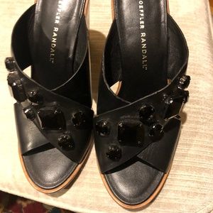 Loeffler Randall black bejeweled sandals. Size 7.